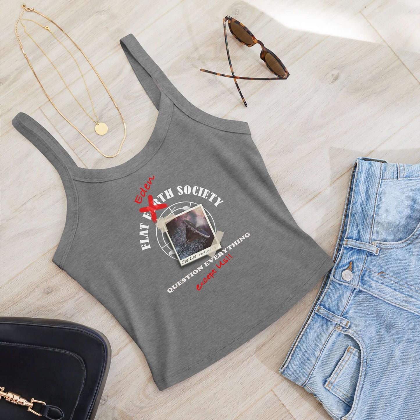 Women’s Micro-Rib Tank Top | Flat Eden Society Logo