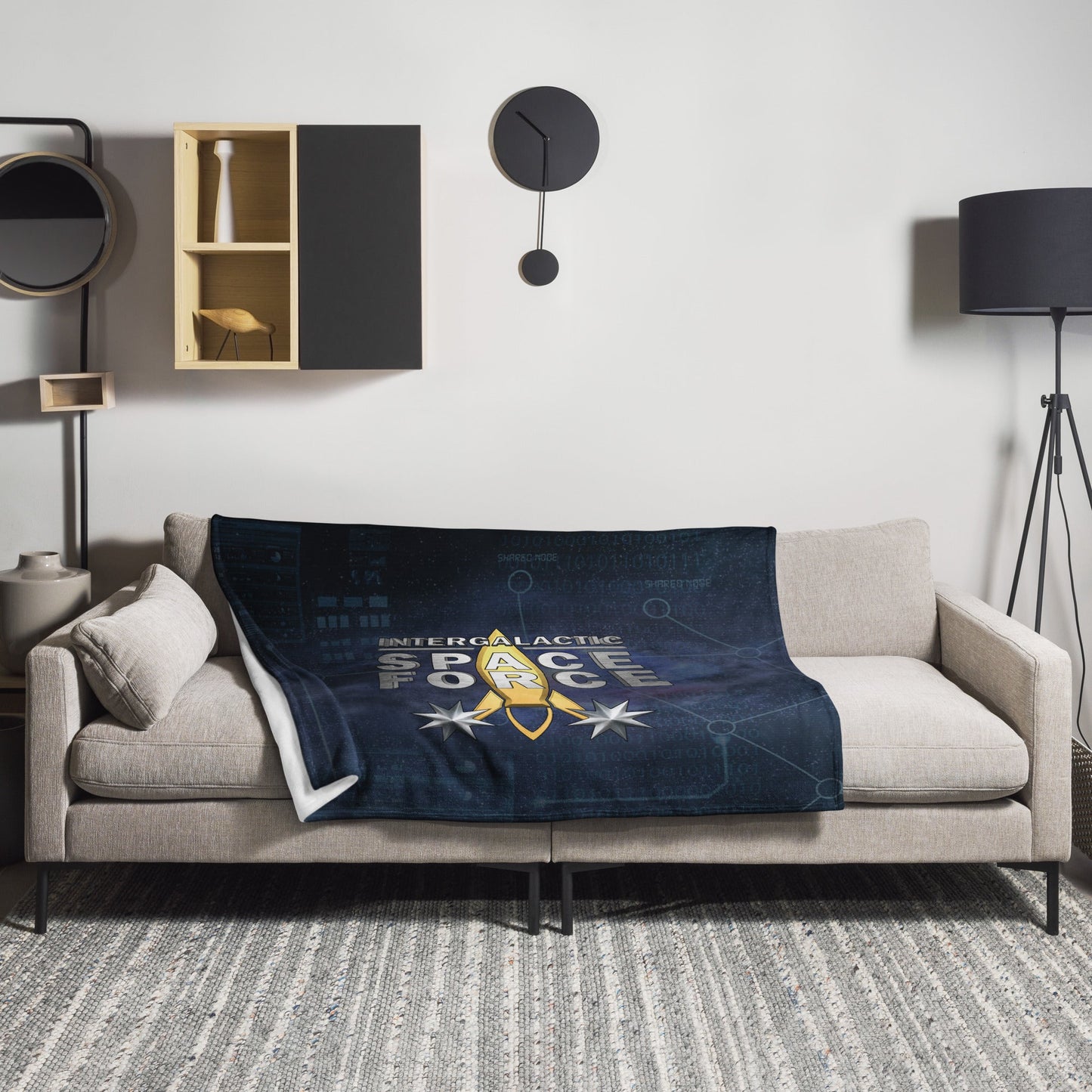 Intergalactic Space Force Throw Blanket - Embrace the Cosmic Comedy - Spectral Ink Shop - Blanket -8332815_10986