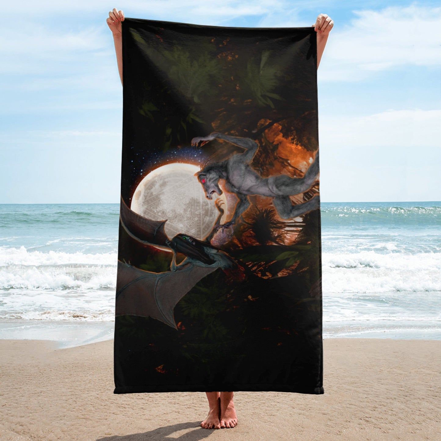 Luxury Beach Towel | The Last Rite - Short Bites | Manananggal vs Tikbalang - Spectral Ink Shop - Beach Towels -3657225_8874