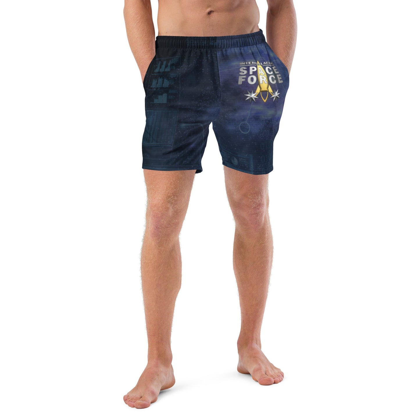 Men's Designer Swim Trunks (with Liner) | Intergalactic Space Force - Spectral Ink Shop - Swimwear -1649619_14636