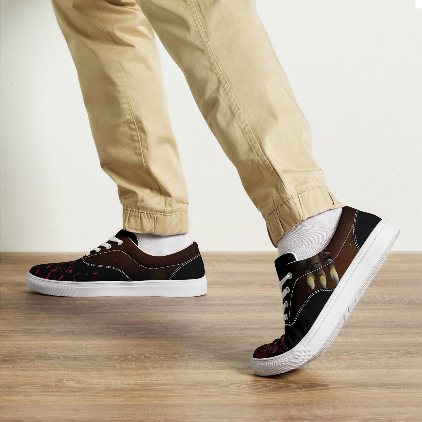 Men's Lace-Up Canvas Shoes | Dog Monster Attack - Spectral Ink Shop - Shoes -2649520_14844
