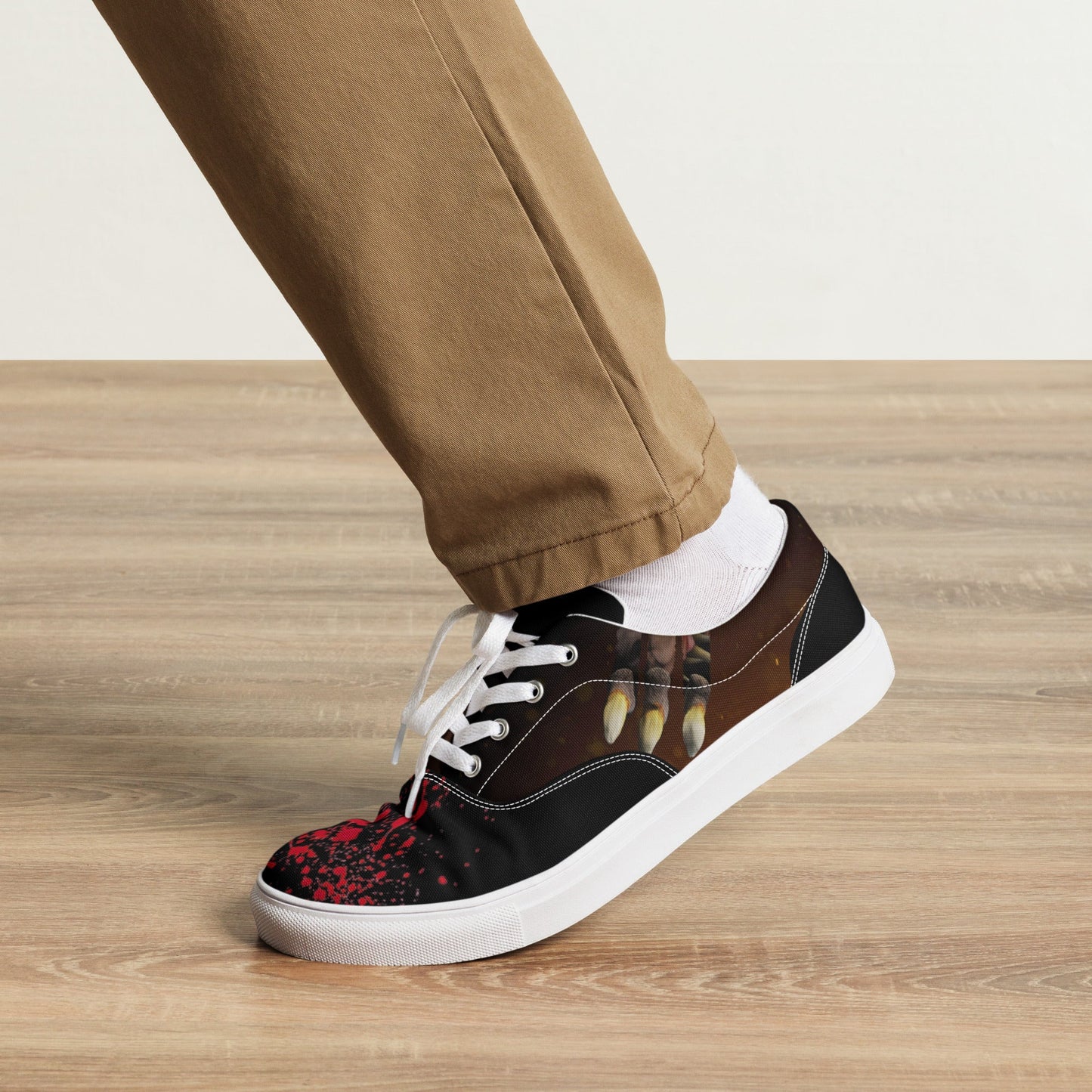 Men's Lace-Up Canvas Shoes | Dog Monster Attack - Spectral Ink Shop - Shoes -2649520_14844