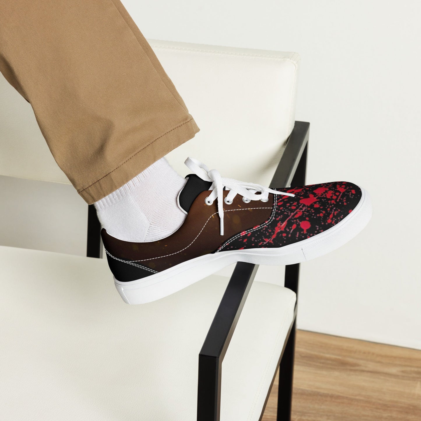 Men's Lace-Up Canvas Shoes | Dog Monster Attack - Spectral Ink Shop - Shoes -2649520_14844