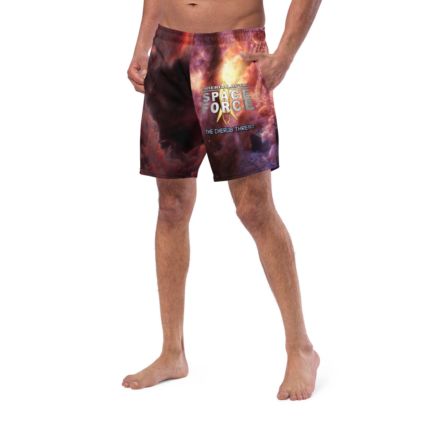 Men's swim trunks | Intergalactic Space Force 2 | Nebula and Logo - Spectral Ink Shop - Swimwear -7213322_14636