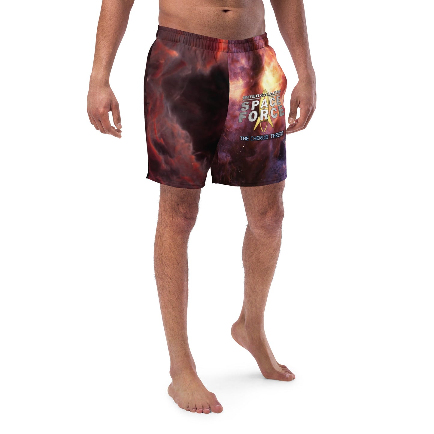 Men's swim trunks | Intergalactic Space Force 2 | Nebula and Logo - Spectral Ink Shop - Swimwear -7213322_14636