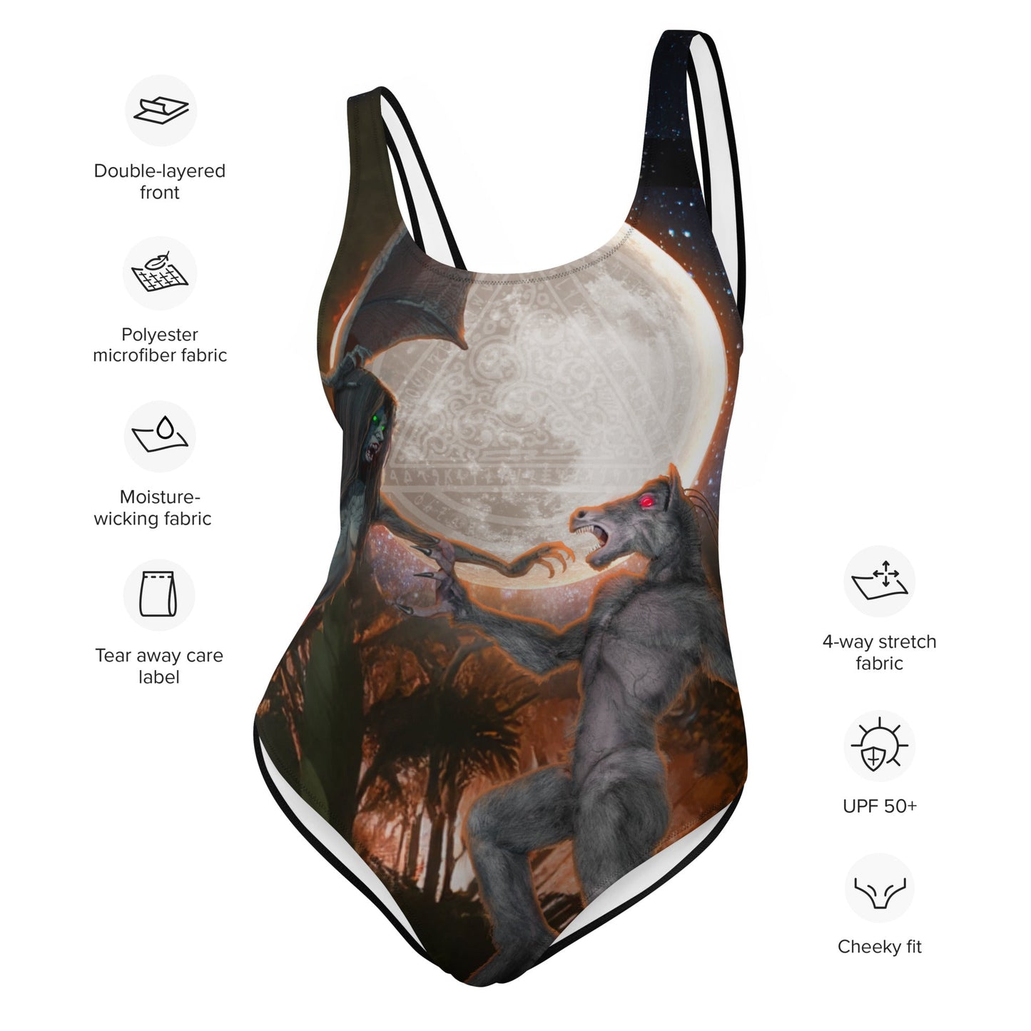 One-Piece Swimsuit |The Last Rite Short Bites | Manananggal vs Tikbalang - Spectral Ink Shop - Swimwear -7820133_9014