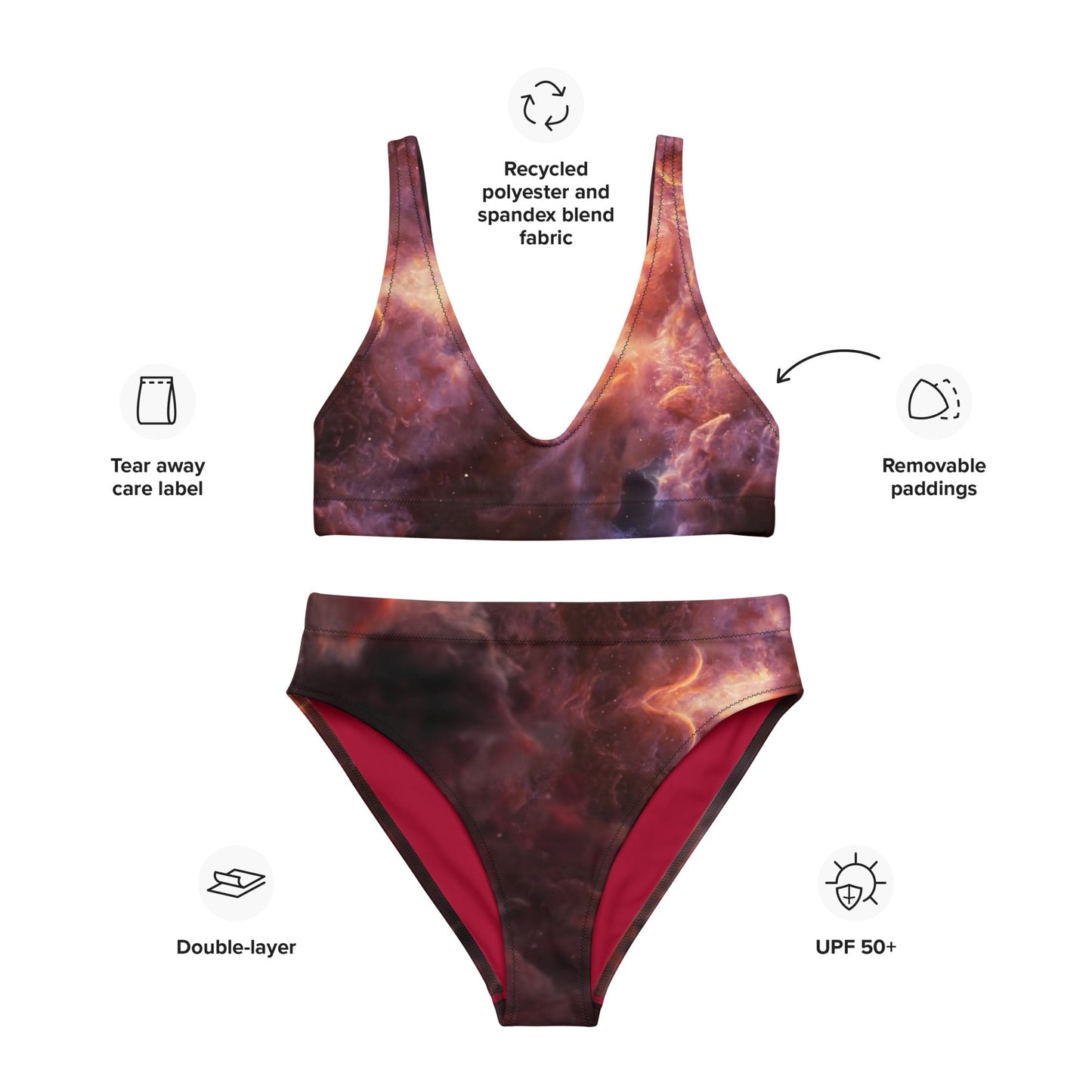 Recycled high-waisted bikini | Intergalactic Space Force 2 | Nebula - Spectral Ink Shop - Swimwear -7648269_12028