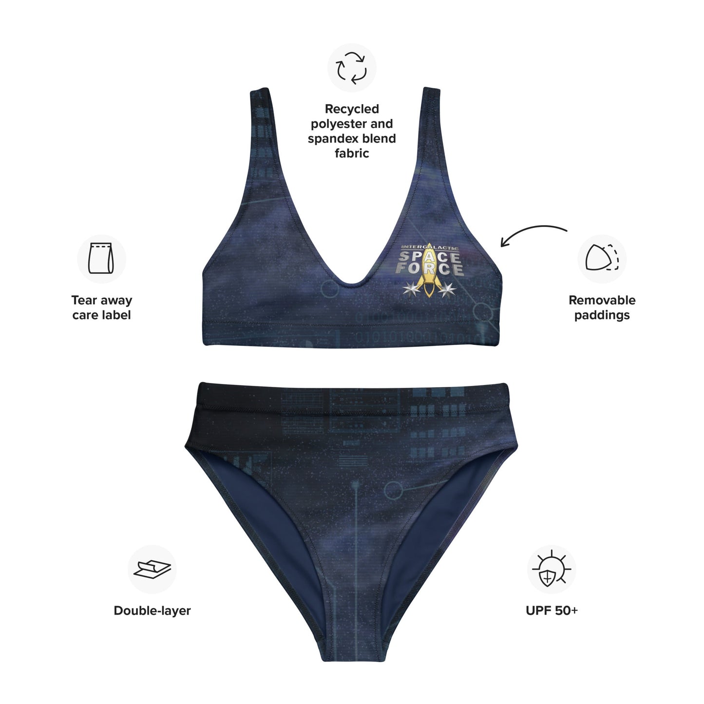 Recycled high-waisted bikini | Intergalactic Space Force | Galaxy Map - Spectral Ink Shop - Bikini -6709377_12028
