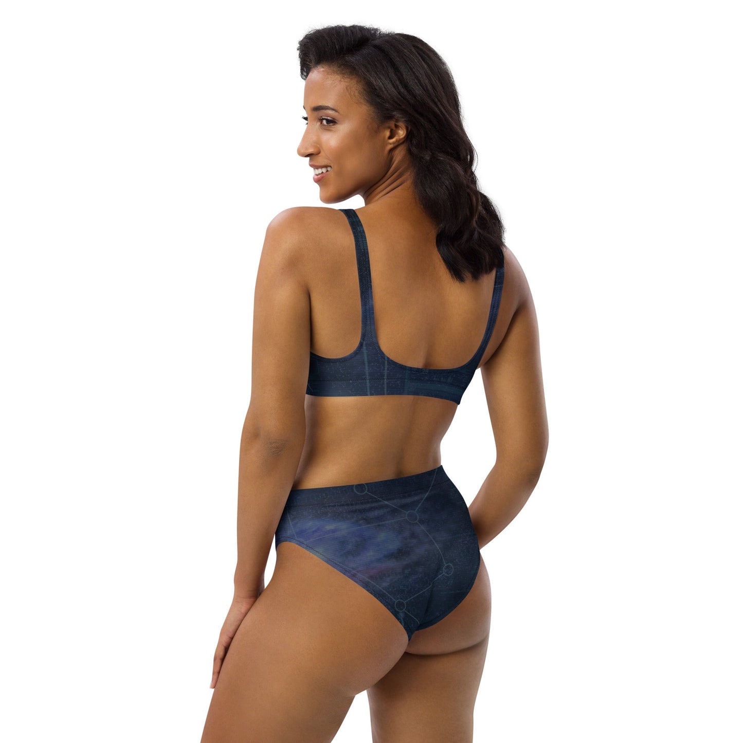 Recycled high-waisted bikini | Intergalactic Space Force | Galaxy Map - Spectral Ink Shop - Bikini -6709377_12028