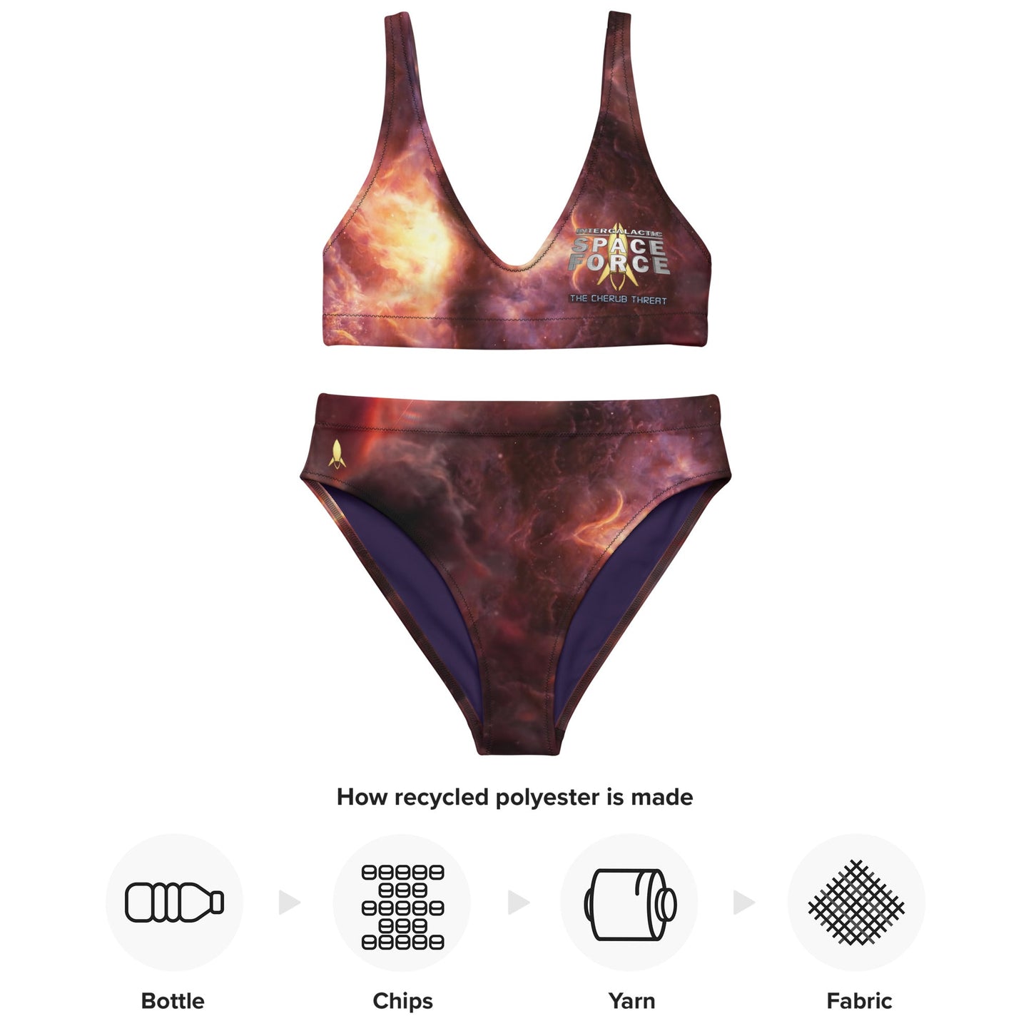 Recycled high-waisted bikini | Intergalactic Space Force | Nebula - Spectral Ink Shop - Bikini -3623801_12028