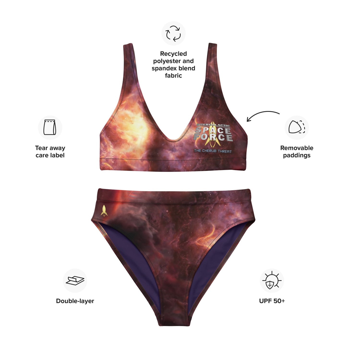 Recycled high-waisted bikini | Intergalactic Space Force | Nebula - Spectral Ink Shop - Bikini -3623801_12028
