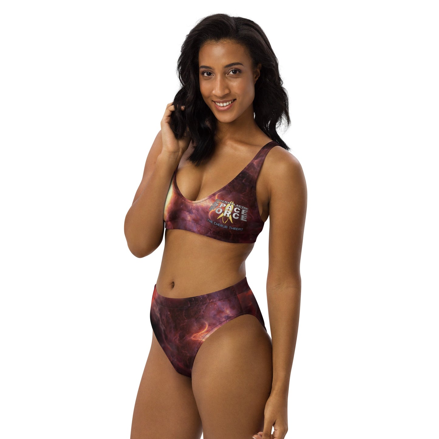 Recycled high-waisted bikini | Intergalactic Space Force | Nebula - Spectral Ink Shop - Bikini -3623801_12028
