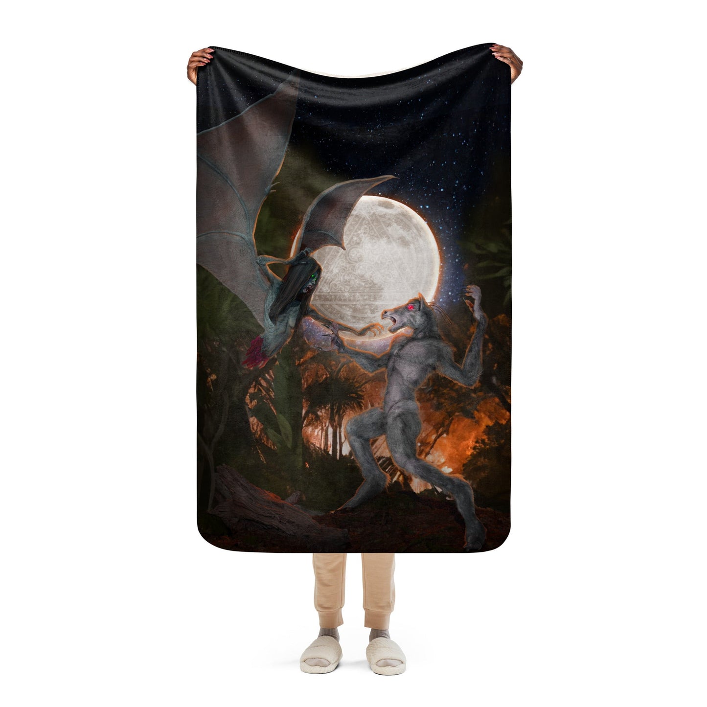 Short Bites | Manananggal vs Tikbalang | Sherpa Blanket - A Mythic Battle on Cozy Terrain - Spectral Ink Shop - -1345495_17483