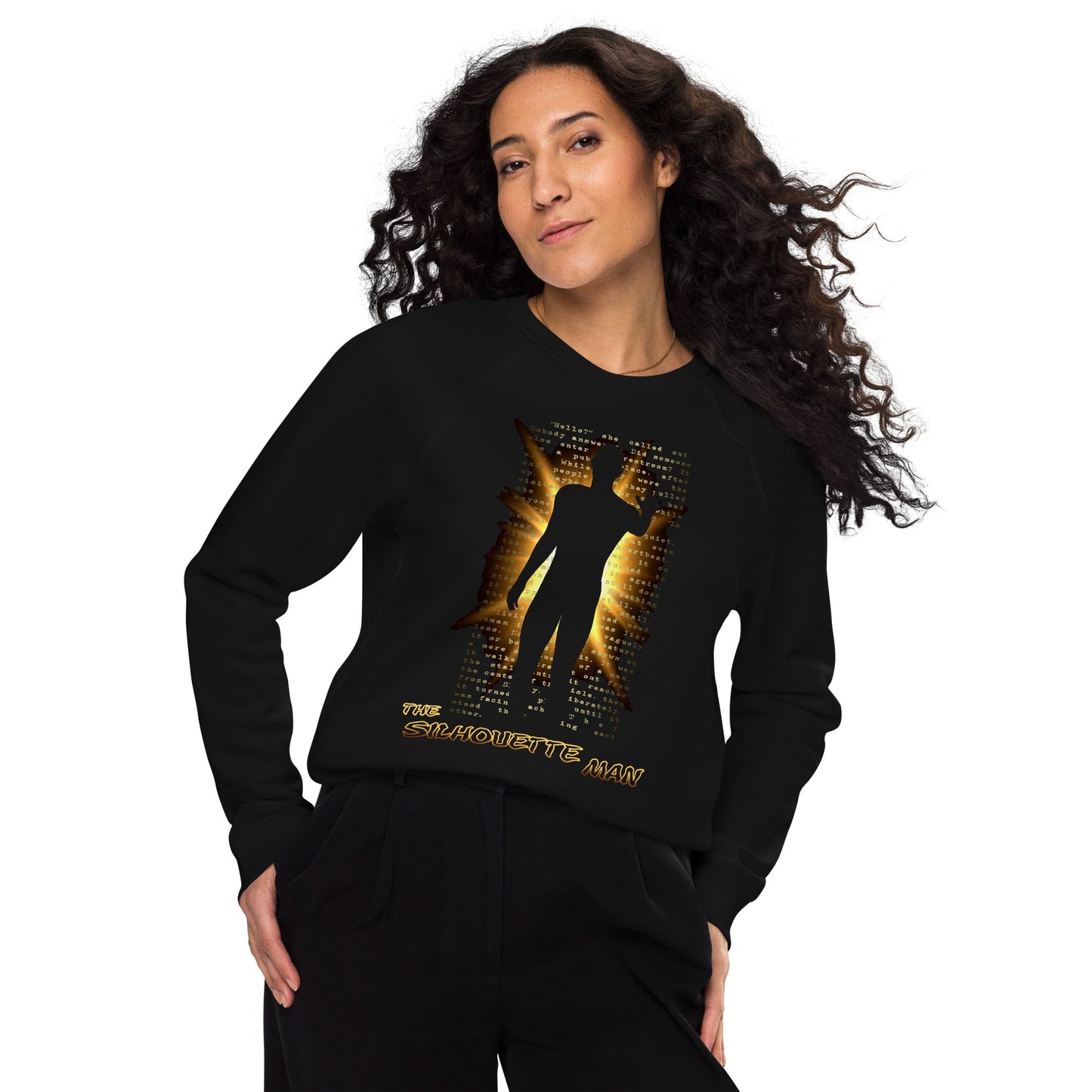 The Silhouette Man | Unisex Organic Raglan Sweatshirt - Embrace the Shadows - Spectral Ink Shop - Sweaters and Hoodies -3019046_14898