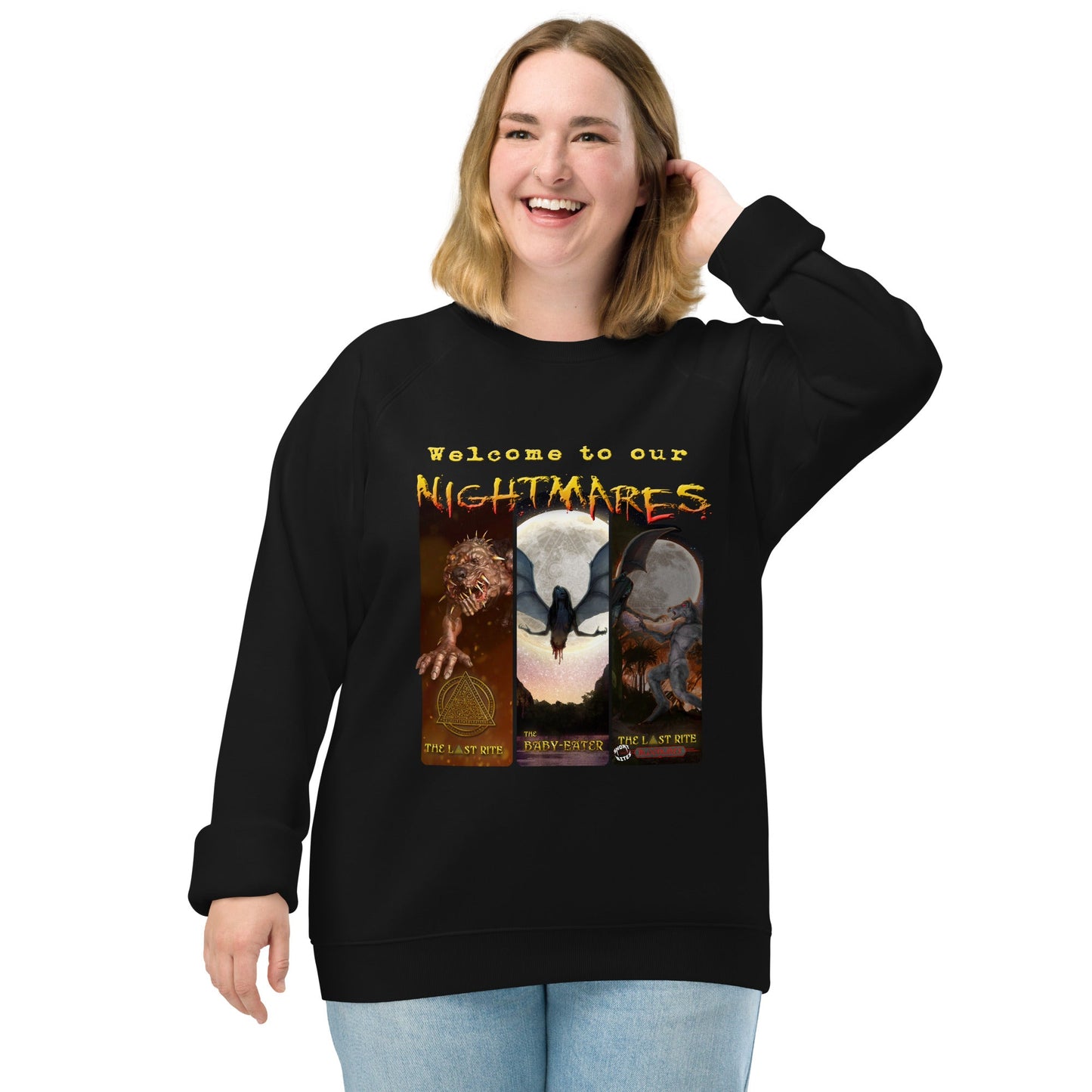 The Silhouette Man | Unisex Organic Raglan Sweatshirt - Unleash the Darkness in Style - Spectral Ink Shop - Sweaters and Hoodies -8534015_14898