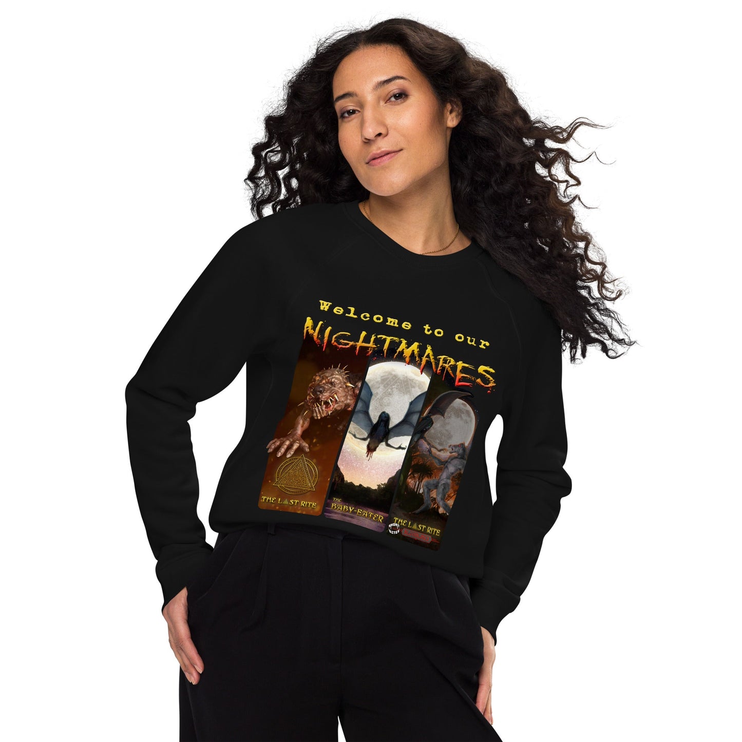 The Silhouette Man | Unisex Organic Raglan Sweatshirt - Unleash the Darkness in Style - Spectral Ink Shop - Sweaters and Hoodies -8534015_14898