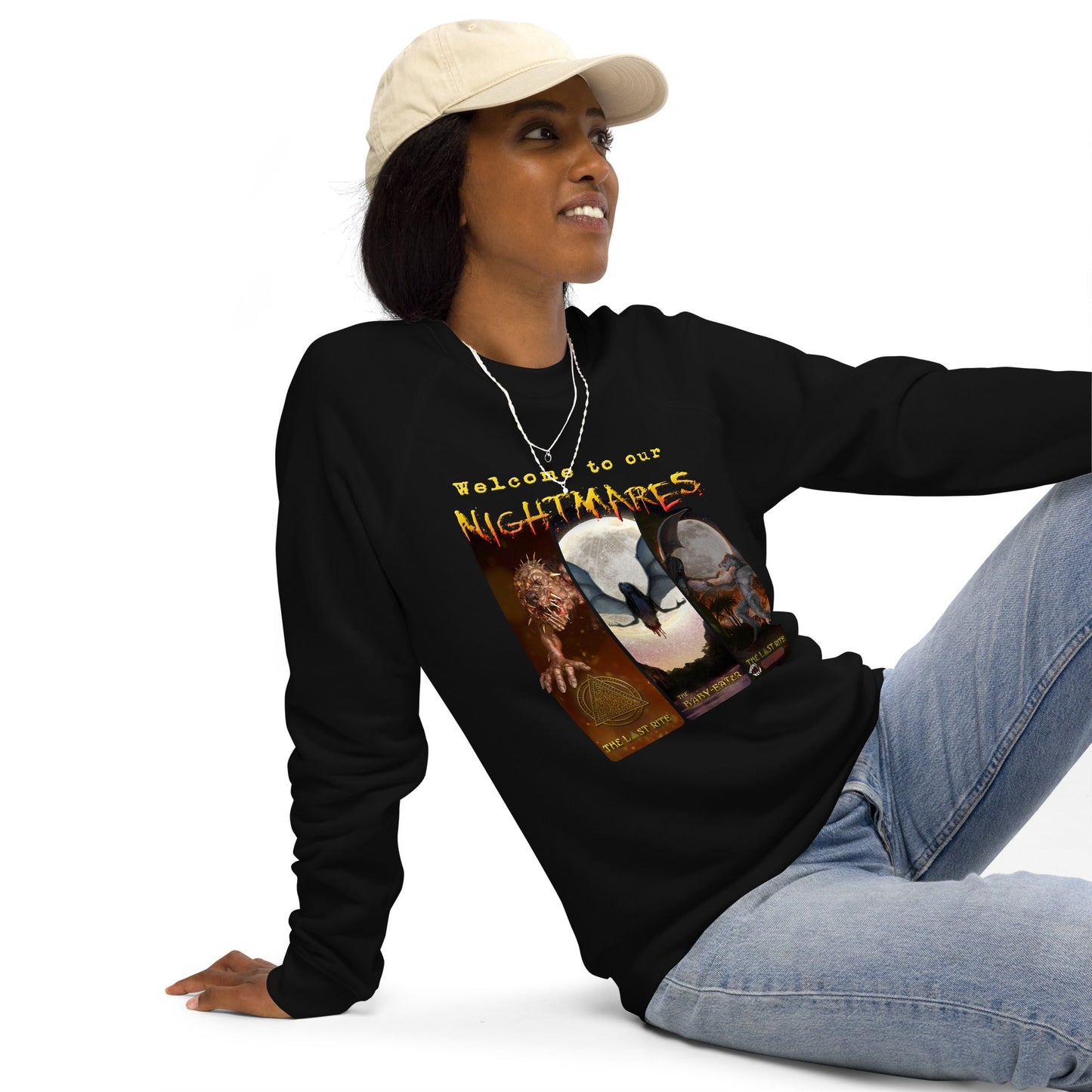 The Silhouette Man | Unisex Organic Raglan Sweatshirt - Unleash the Darkness in Style - Spectral Ink Shop - Sweaters and Hoodies -8534015_14898