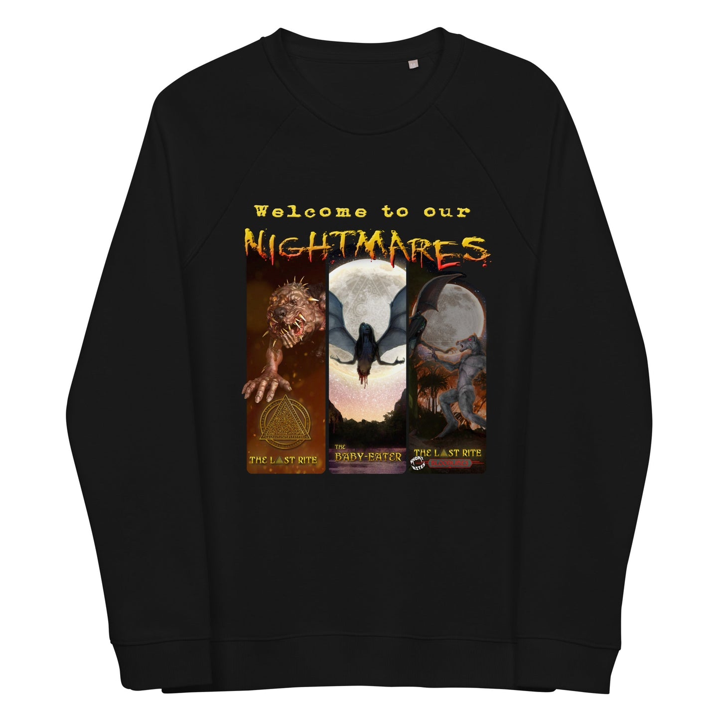 The Silhouette Man | Unisex Organic Raglan Sweatshirt - Unleash the Darkness in Style - Spectral Ink Shop - Sweaters and Hoodies -8534015_14898