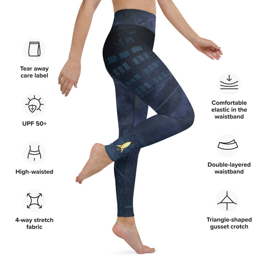 Yoga Leggings | Intergalactic Space Force | Galaxy Map - Spectral Ink Shop - yoga pants -8646288_8353