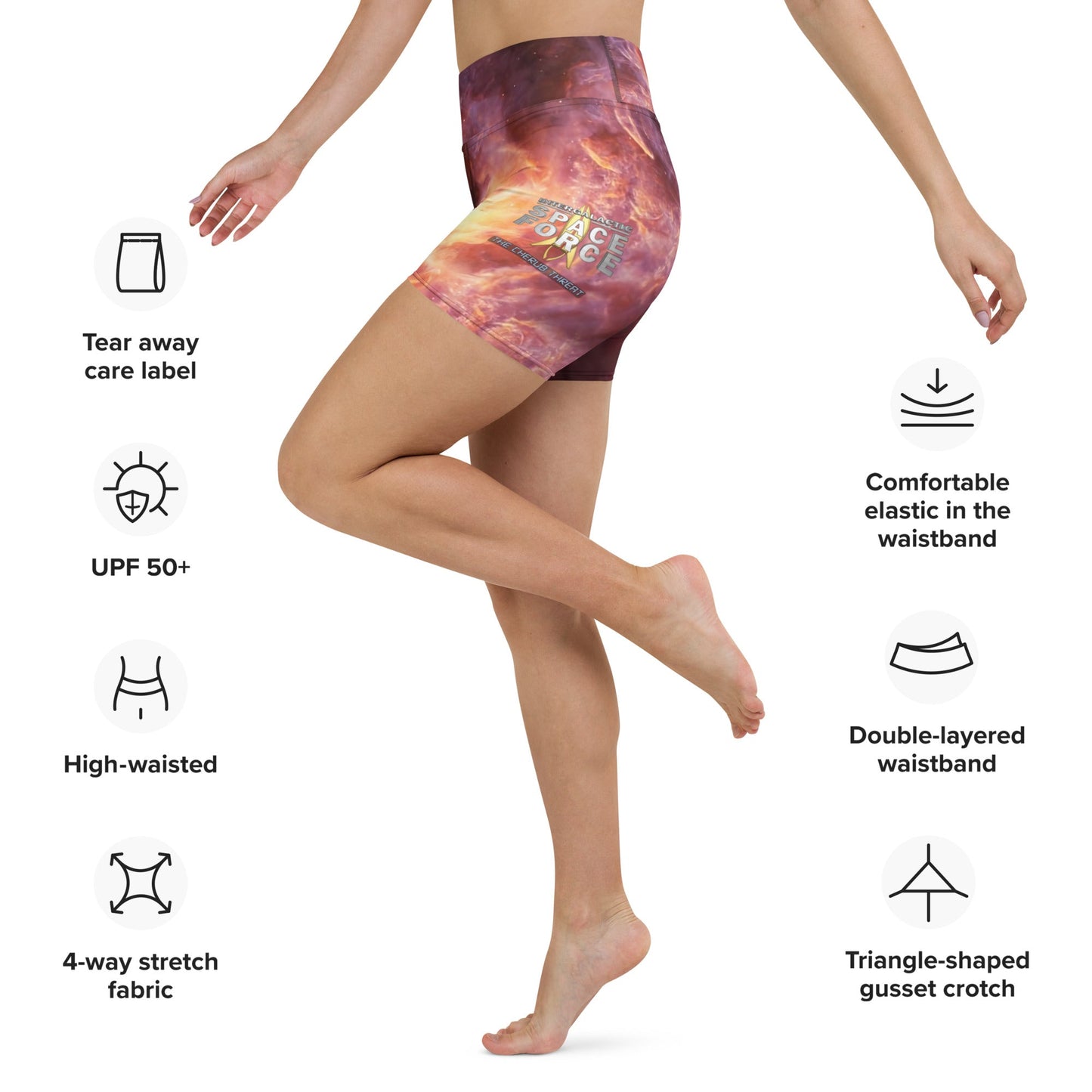 Yoga Shorts | Intergalactic Space Force | Nebula - Spectral Ink Shop - -2035763_9079