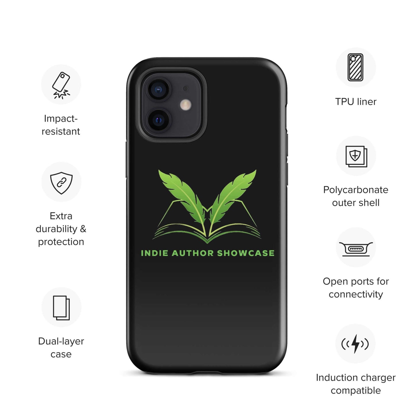 Indie Author Showcase Tough Case for iPhone® with dual-layer design, impact-resistant shell, and shock-absorbing TPU liner.