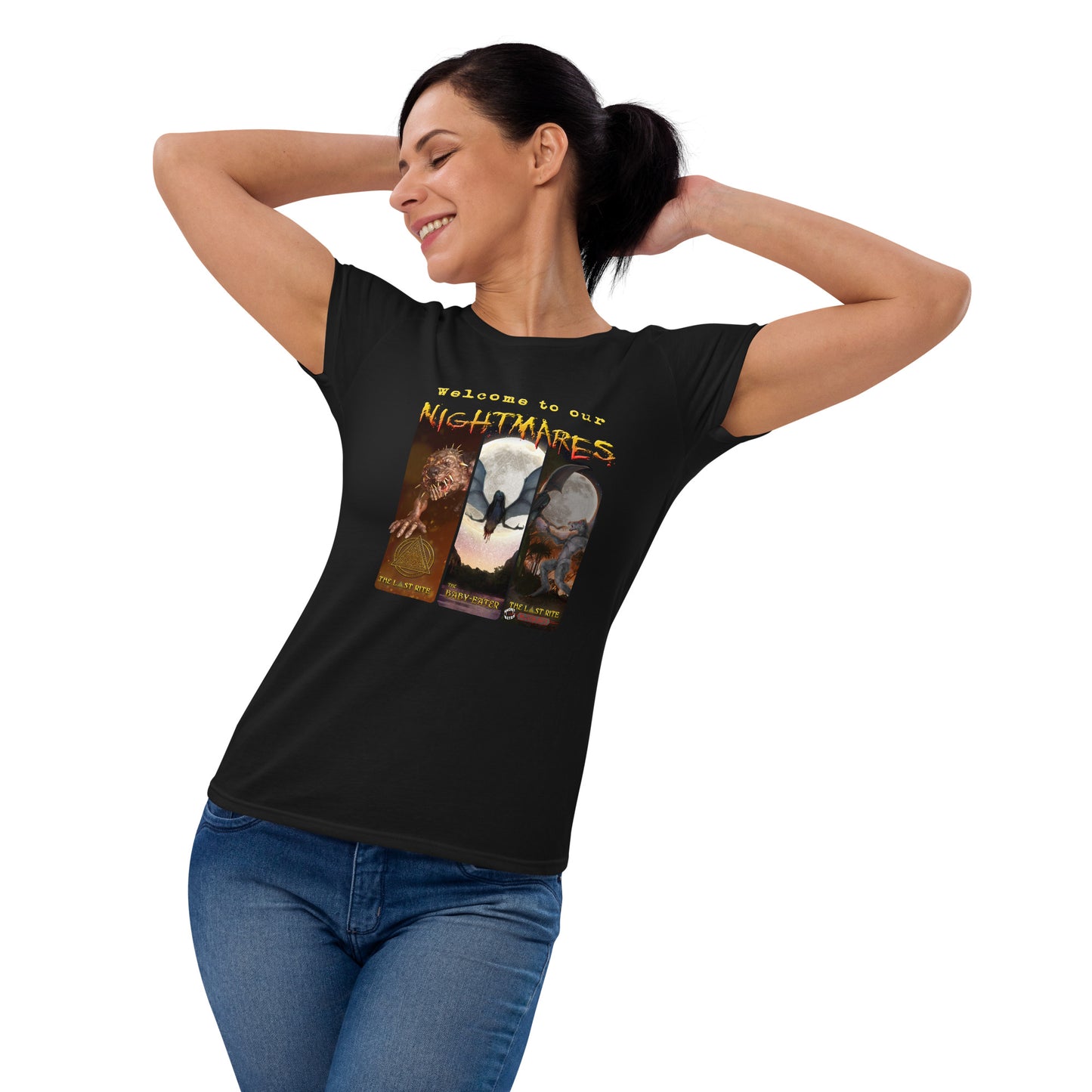 Welcome to our Nightmares | Women's Short Sleeve T-Shirt - Embrace Horror Elegance