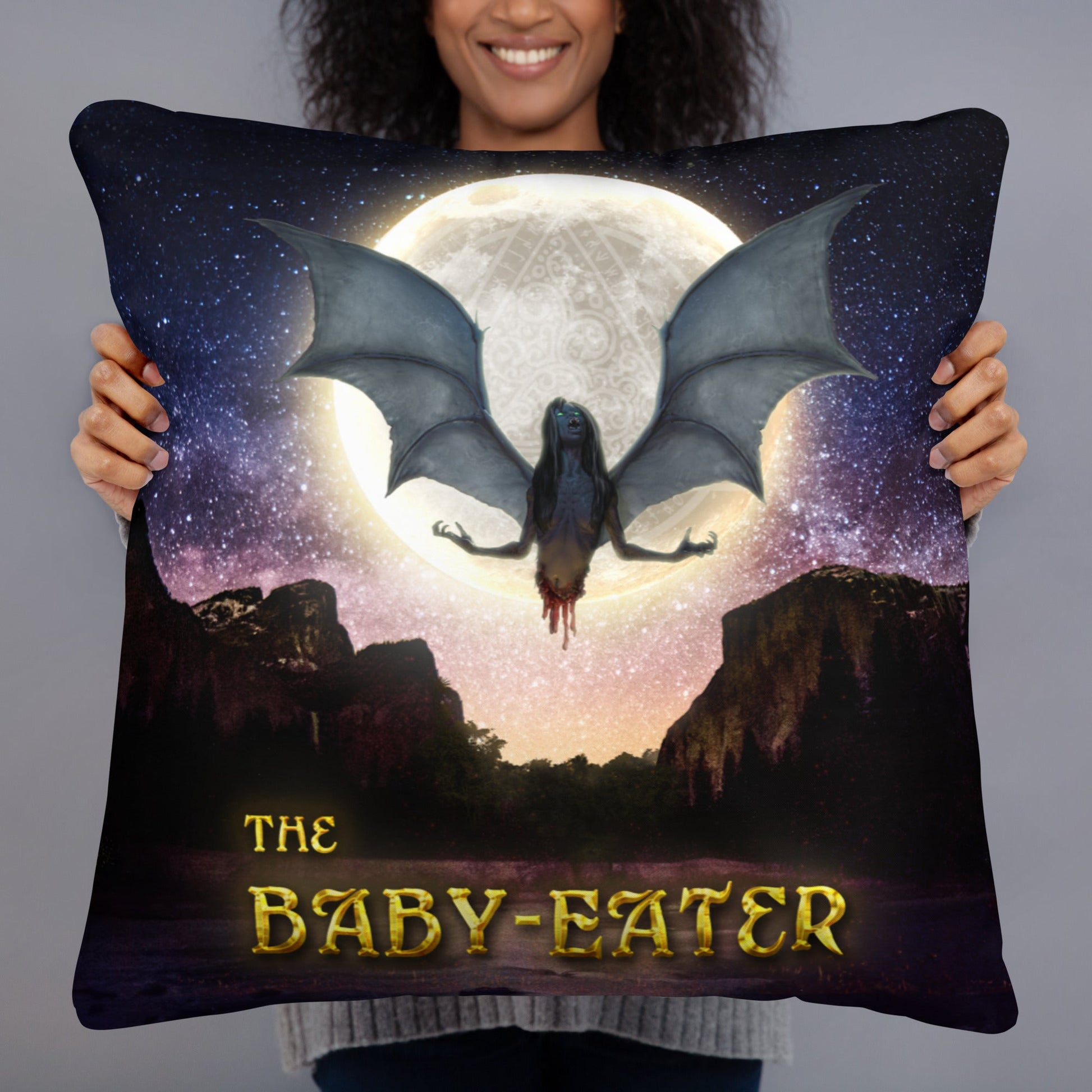 Decorative Throw Pillow | The Baby-Eater | With Title - Spectral Ink Shop - Throw Pillows -9514457_11075