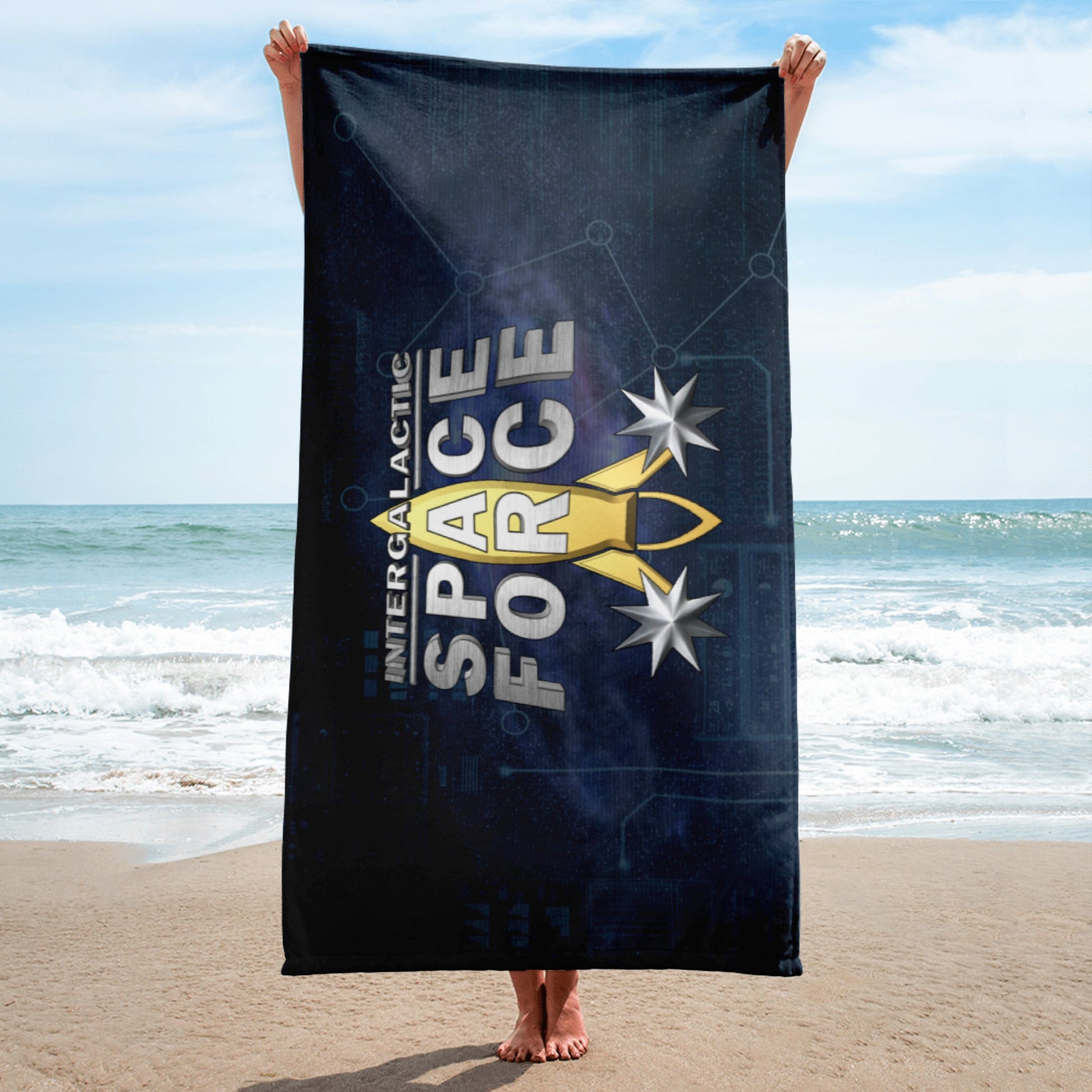 Luxury Beach Towel | Intergalactic Space Force - Spectral Ink Shop - Beach Towels -8494964_8874