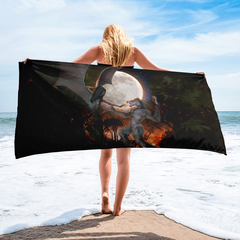 Luxury Beach Towel | The Last Rite - Short Bites | Manananggal vs Tikbalang - Spectral Ink Shop - Beach Towels -3657225_8874