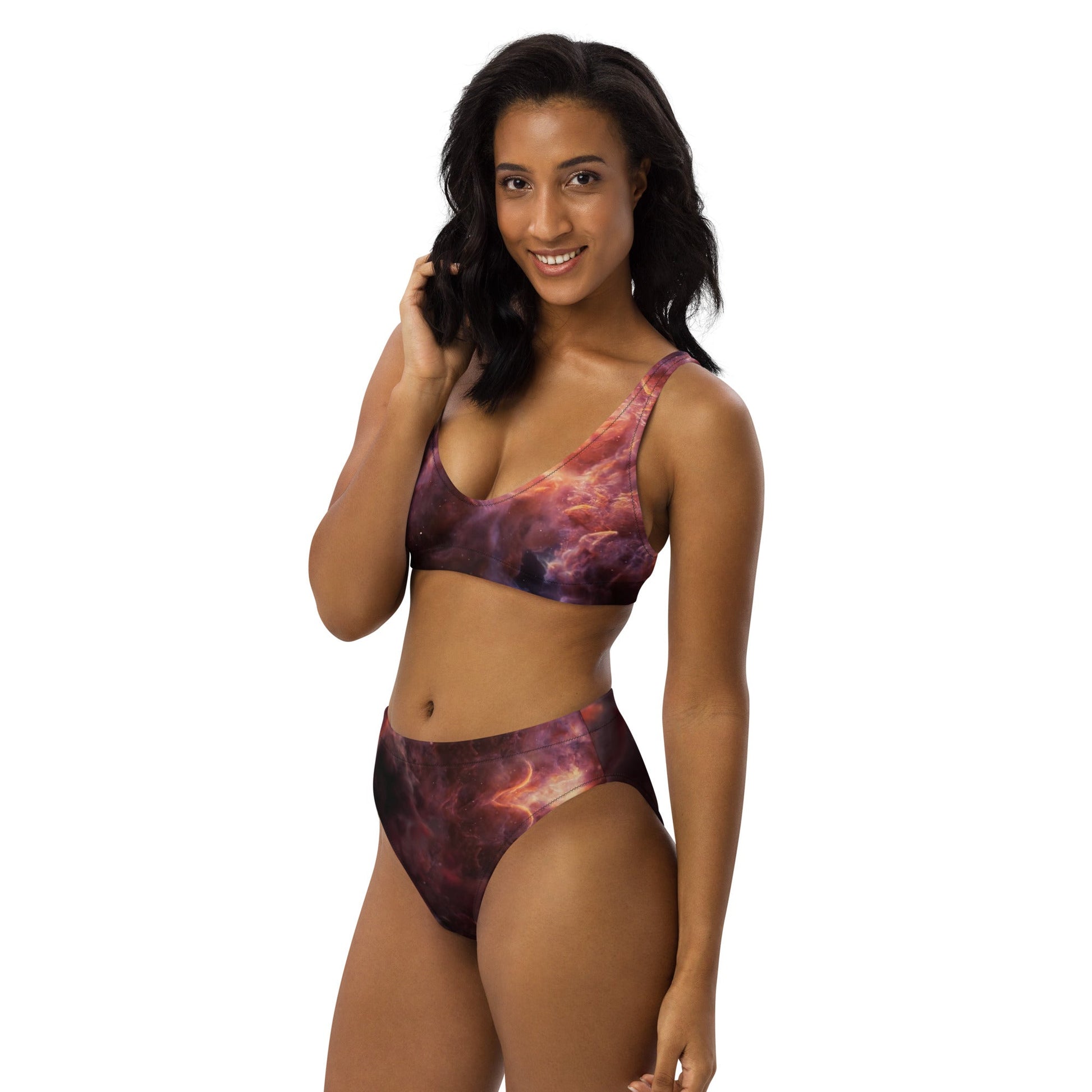 Recycled high-waisted bikini | Intergalactic Space Force 2 | Nebula - Spectral Ink Shop - Swimwear -7648269_12028