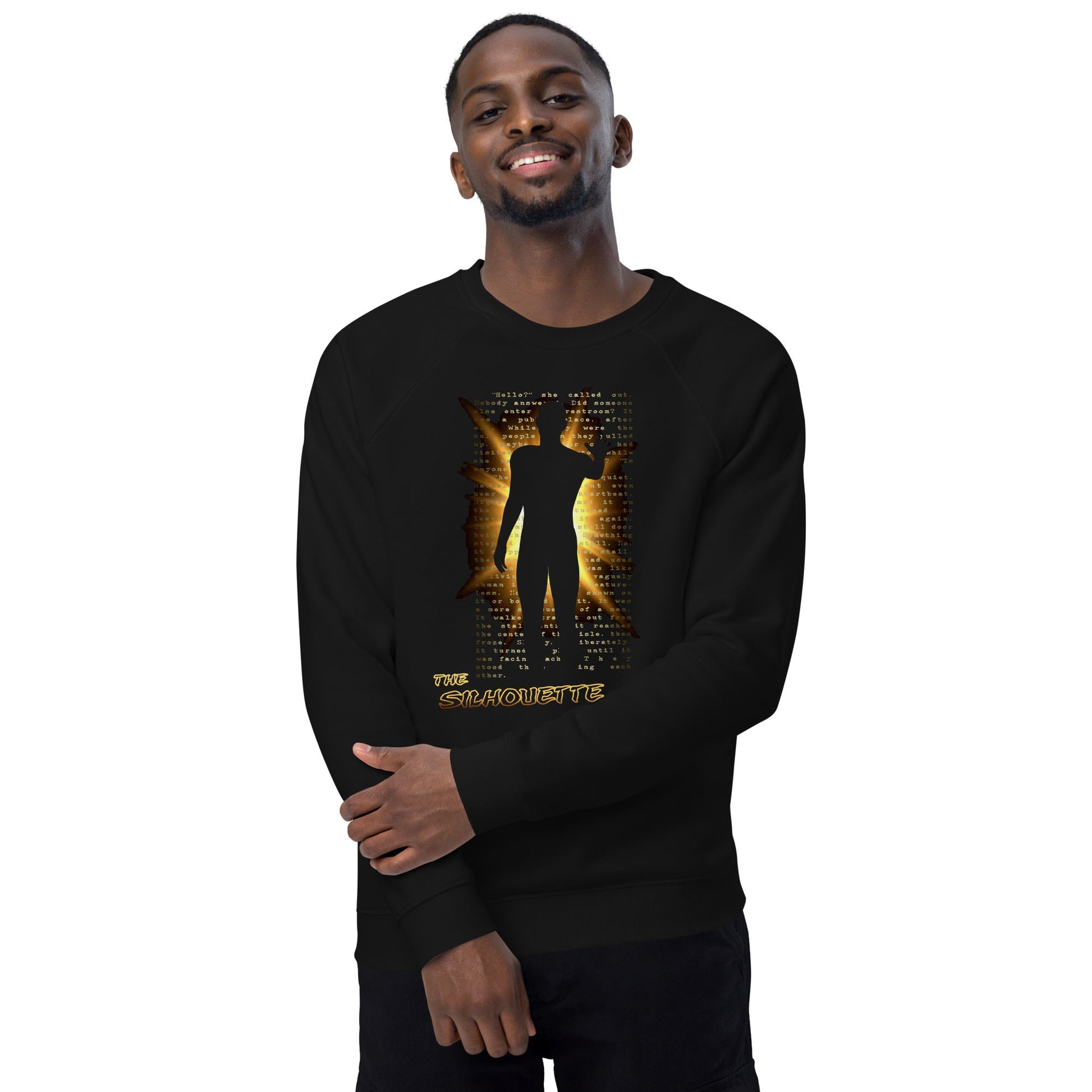 The Silhouette Man | Unisex Organic Raglan Sweatshirt - Embrace the Shadows - Spectral Ink Shop - Sweaters and Hoodies -3019046_14898